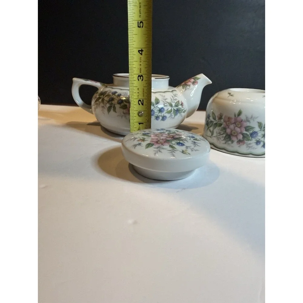 Andrea by Sadek Tea for One Set Japan Floral Teapot Cup Lid Vintage